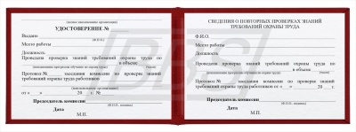 Удостоверение о проверке знаний требований охраны труда (арт. 90006)