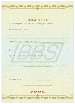 Бланк приложения к удостоверению о повышении квалификации, формат А5 (арт. 32004)