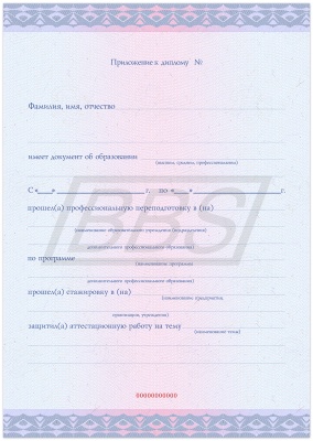 Приложение к диплому о профессиональной переподготовке, формат А4, "Вид 4" (арт. 31035)   