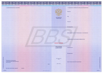 Бланк приложения к диплому об окончании ординатуры (арт. 71028)